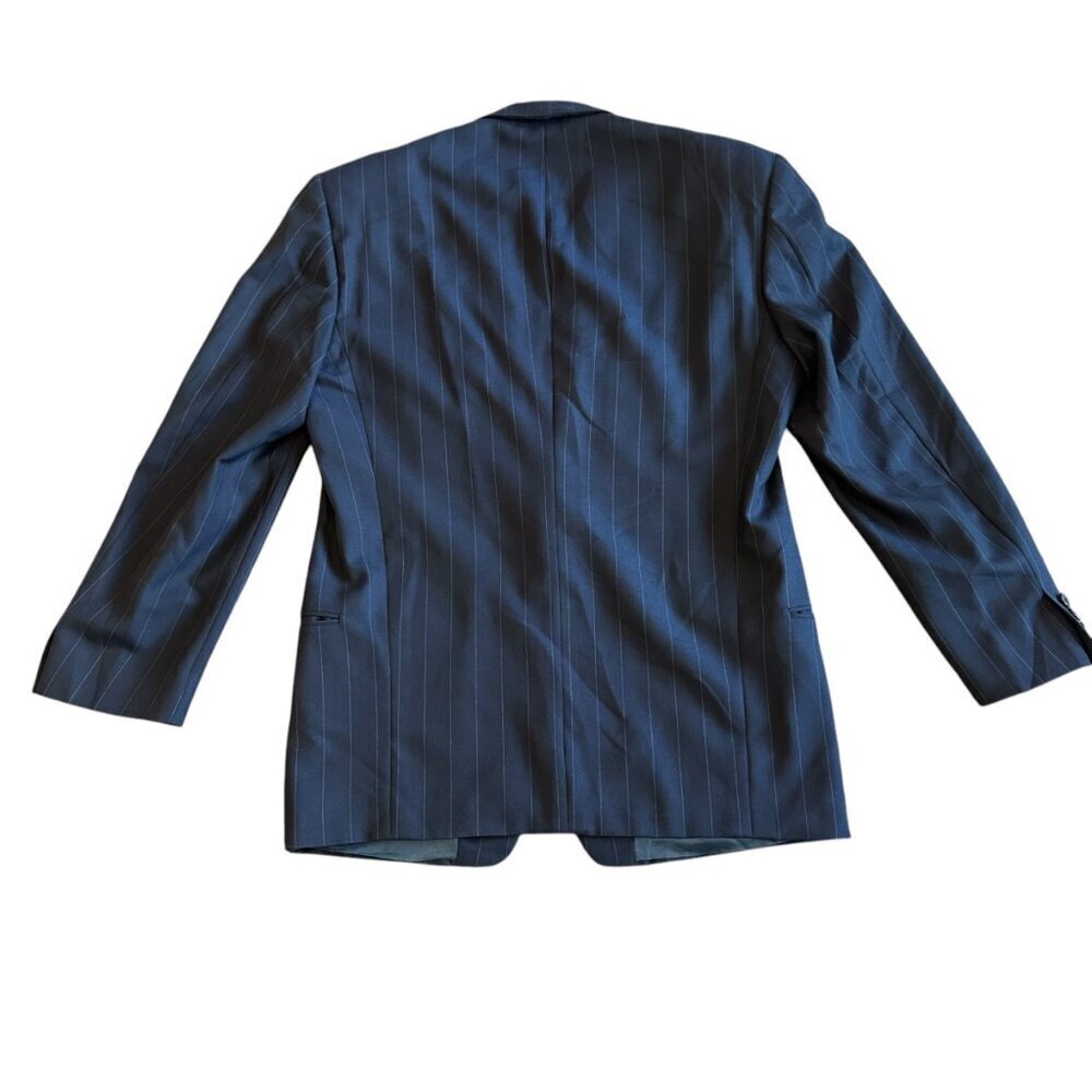 Giorgio Armani Blue Pinstripe Blazer Jacket Button-Down 100% Wool Size 41 Reg - Picture 7 of 12
